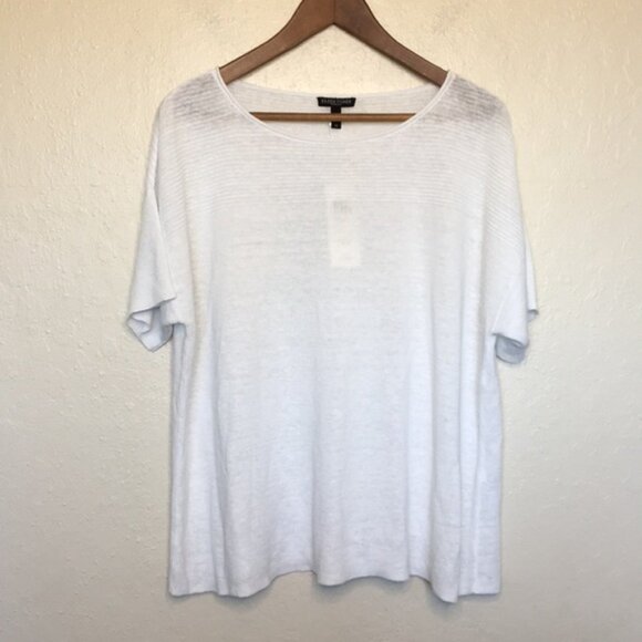 Eileen Fisher Organic Linen Bateau Neck Box Sweater Top - Picture 7 of 7